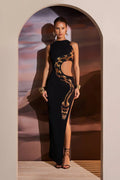 Yetta Yılan Baskılı Cut-Out Maxi Elbise