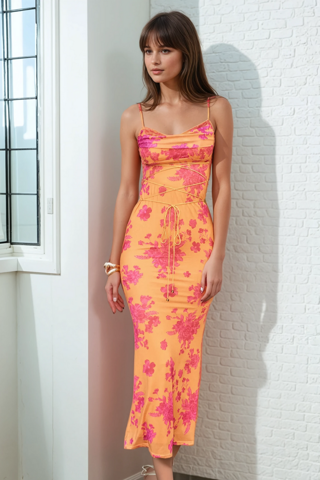 Floral Çiçek Desenli Maksi Elbise