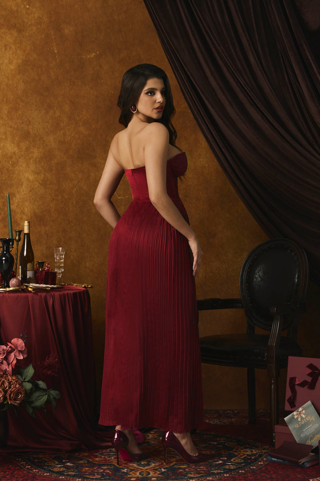 Alice Straplez Piliseli Maxi Elbise