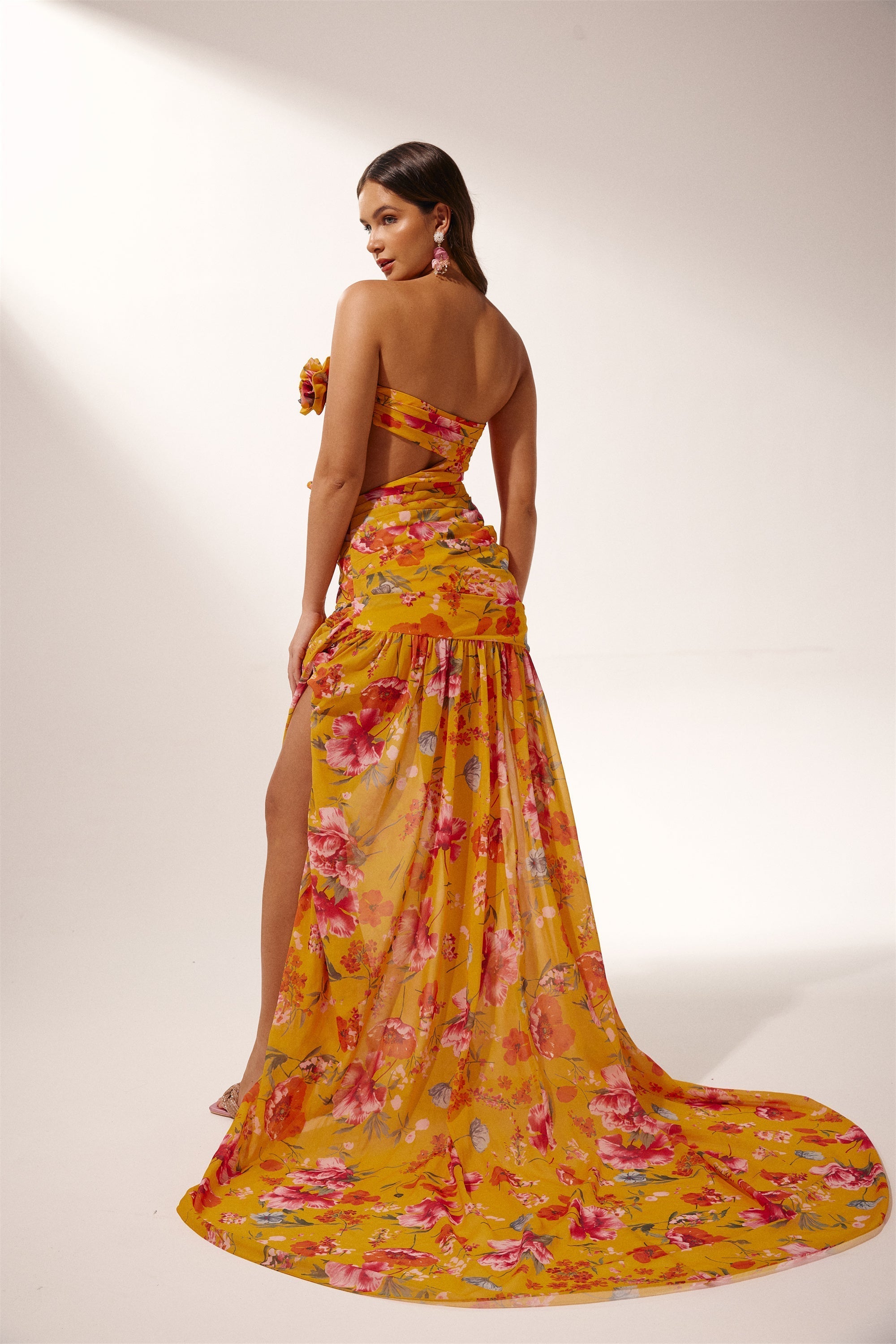Lena Çiçek Baskılı Cut-Out Maxi Elbise