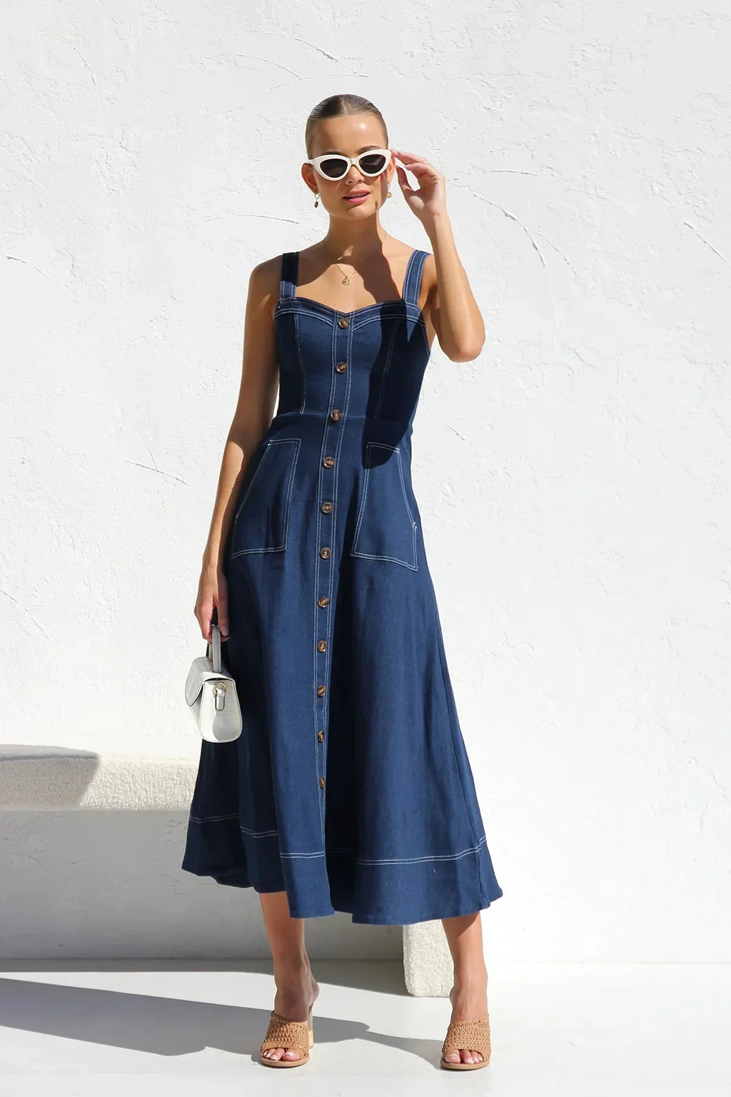 Heavenly Denim Midi Elbise