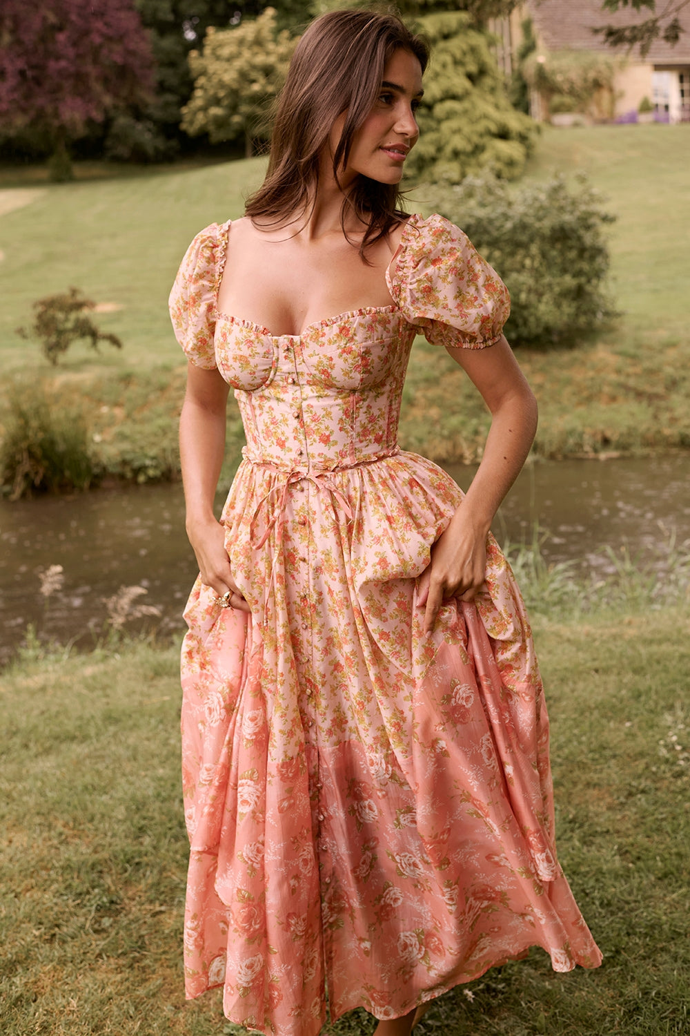 Floral Romance Midi Elbise