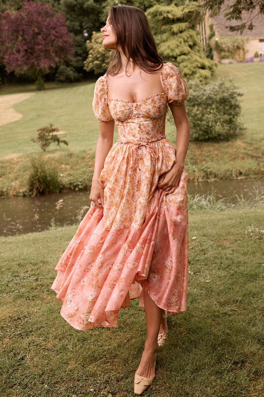 Floral Romance Midi Elbise