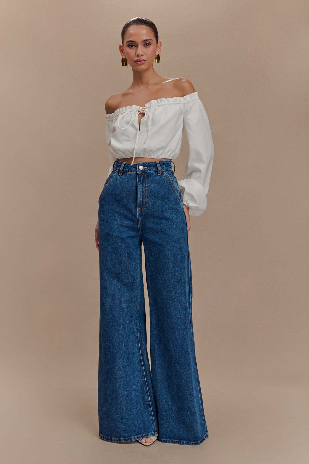 Salome Kayık Yaka Crop Bluz
