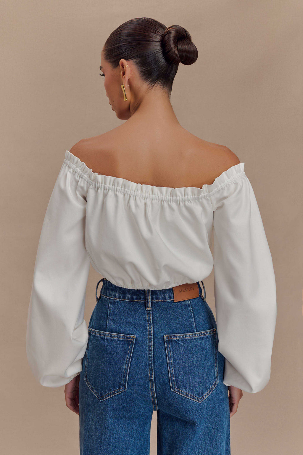 Salome Kayık Yaka Crop Bluz