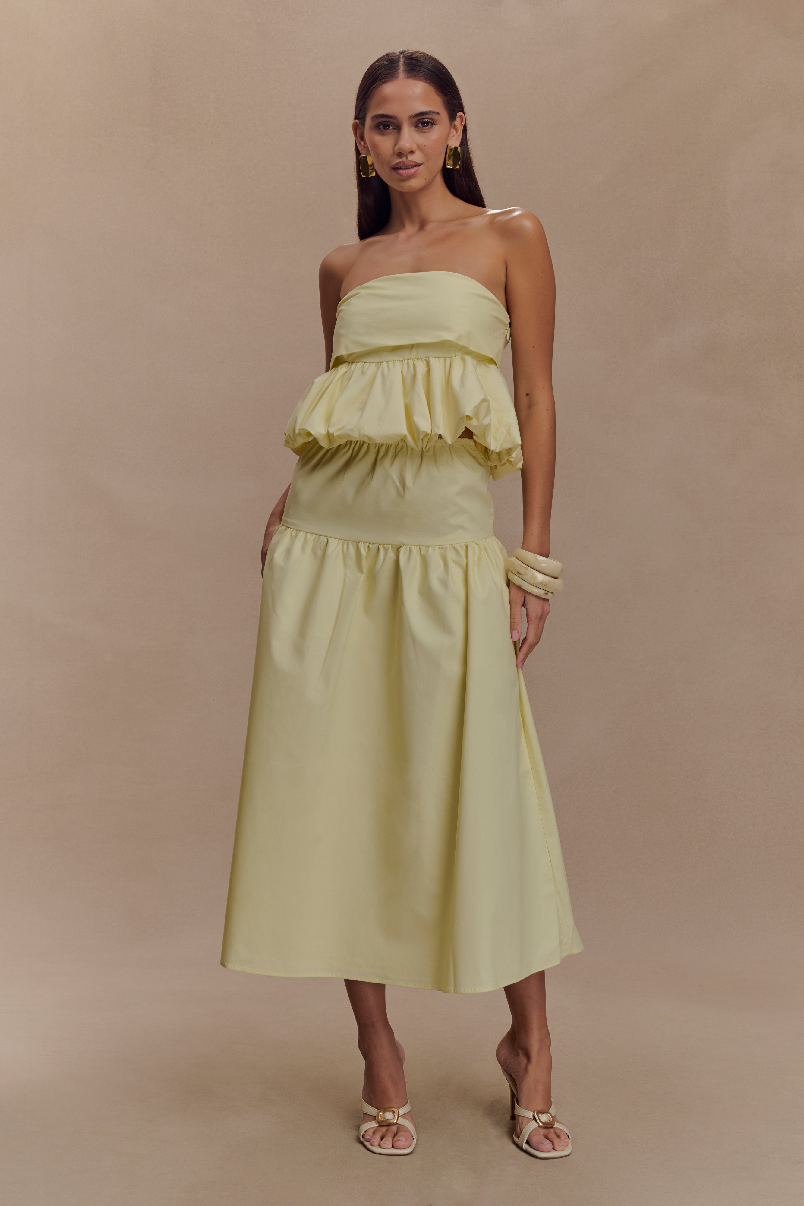 Amirah Strapless Bubble Crop Üst