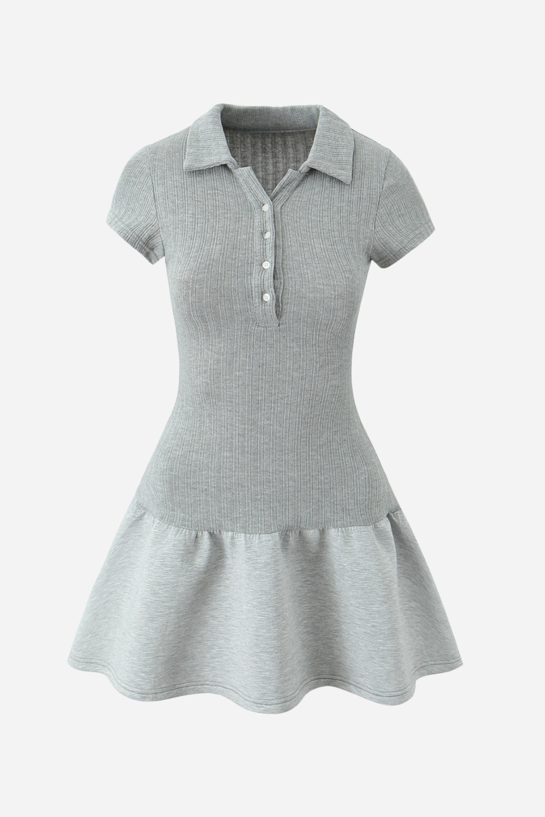 Polo Yaka Kısa Kollu Triko Mini Elbise