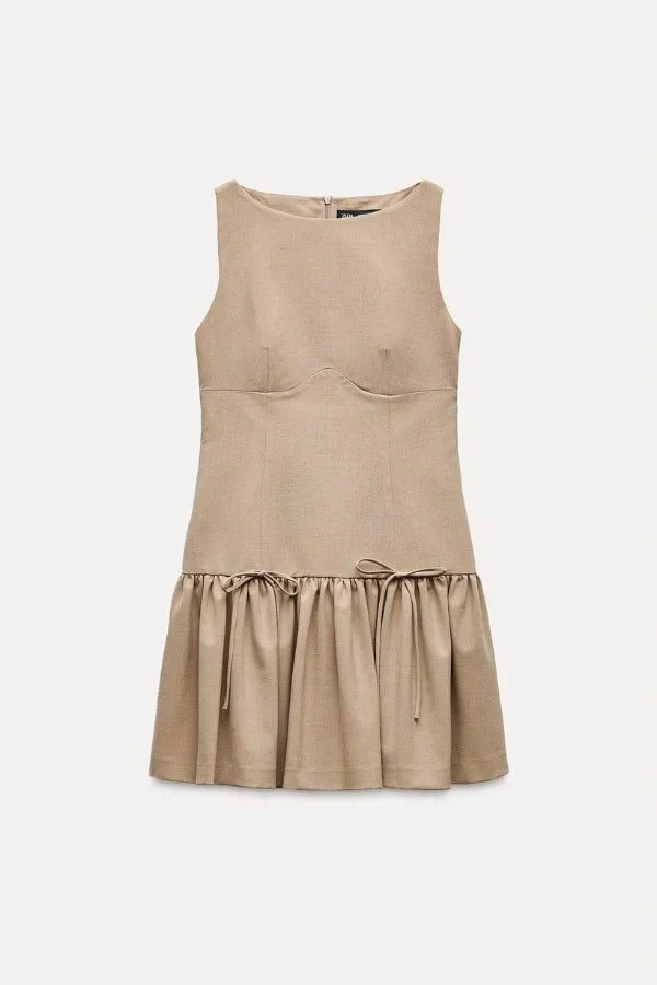 Florence Fiyonklu Fırfırlı Mini Elbise