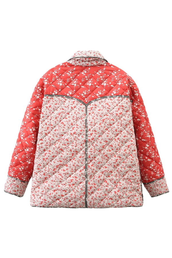 Floral Kontrast Dikişli Ceket