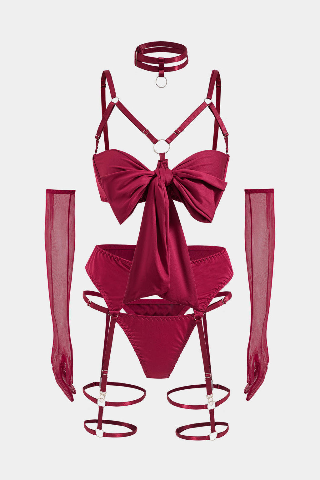 Choker Bağlama Detaylı Jartiyer Seti
