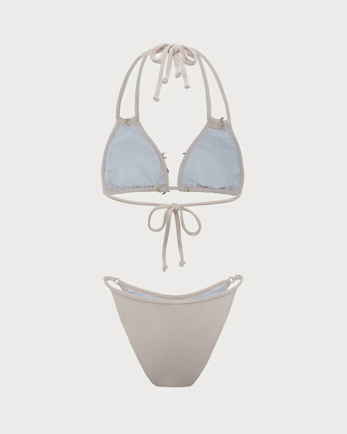 Beyaz Kabuk Süslemeli Bikini Takımı