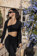 Asimetrik Uzun Kollu Spor Crop