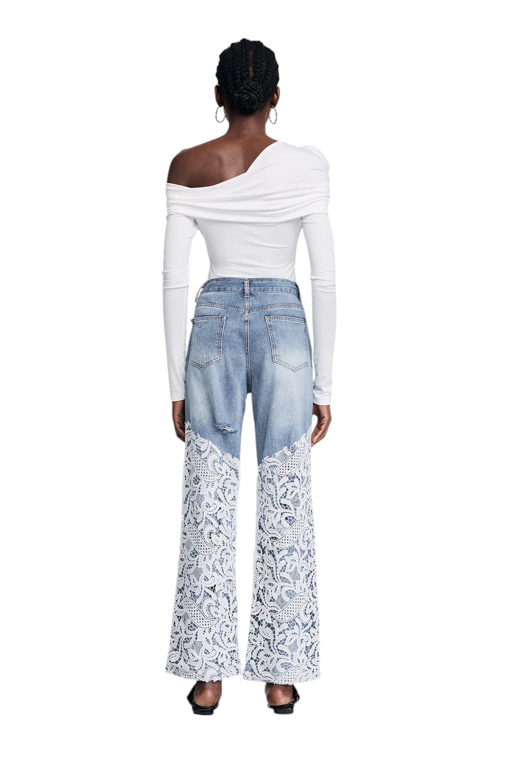 Dantel Detaylı Jean Pantalon