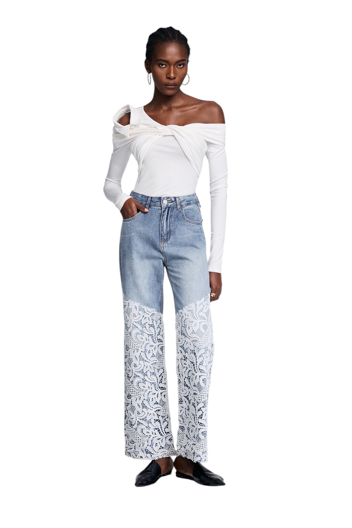 Dantel Detaylı Jean Pantalon