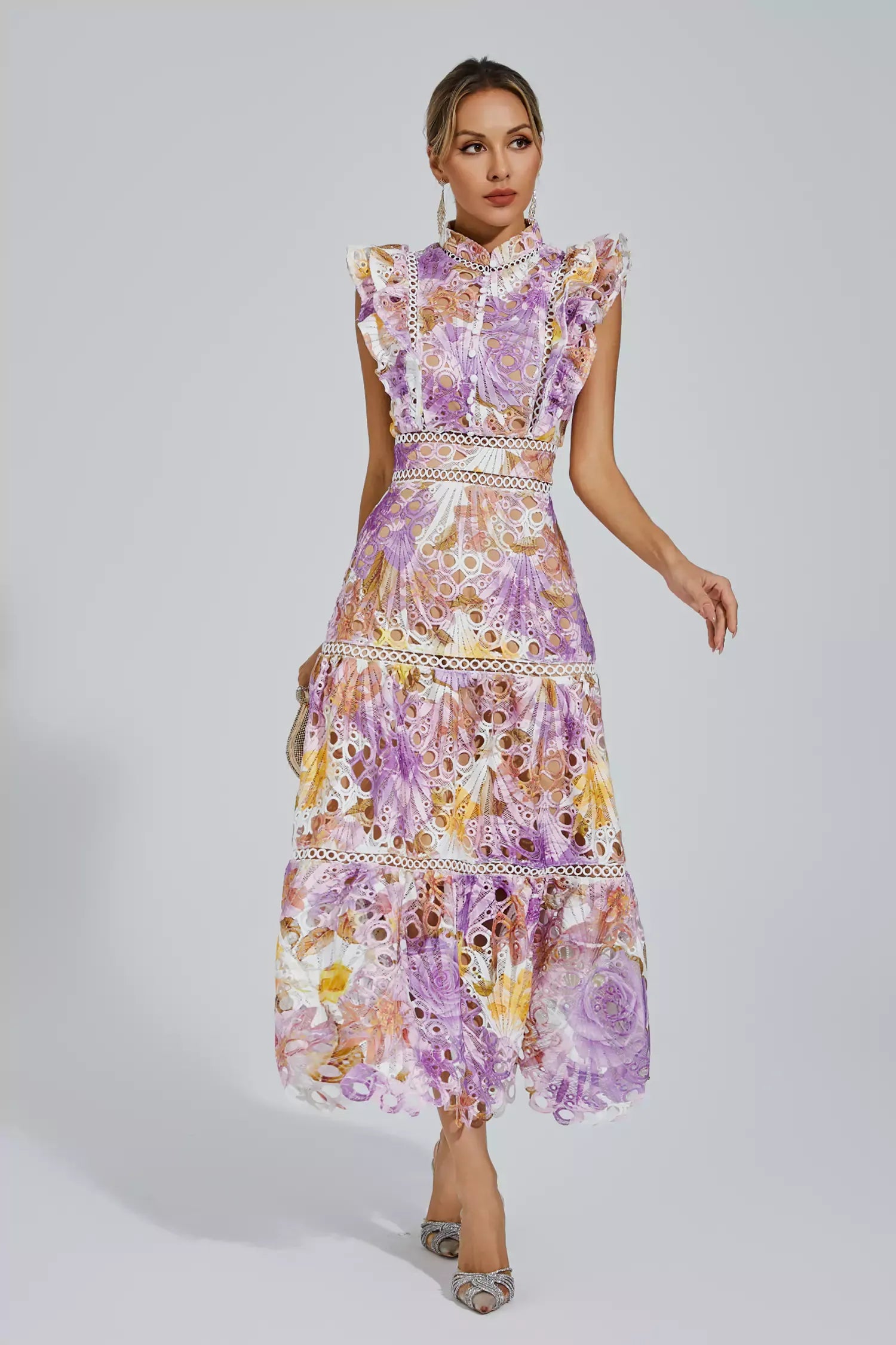 Ayleen Mor Hollow Kolsuz Maxi Elbise