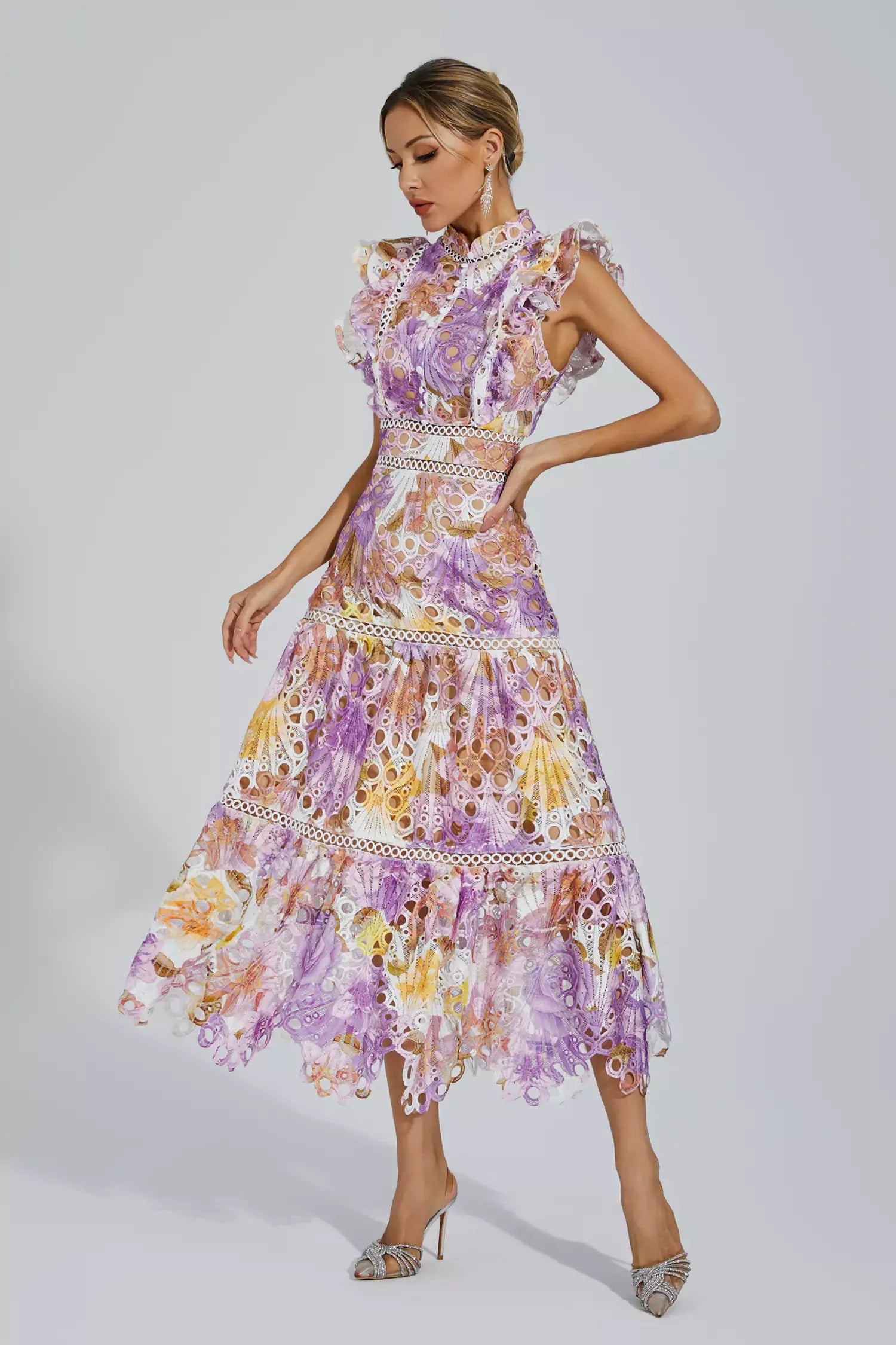 Ayleen Mor Hollow Kolsuz Maxi Elbise