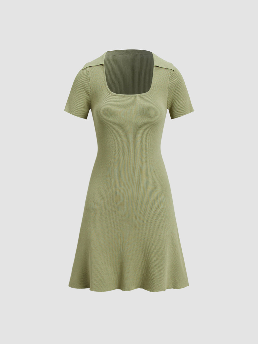 Square Neck Mini Elbise