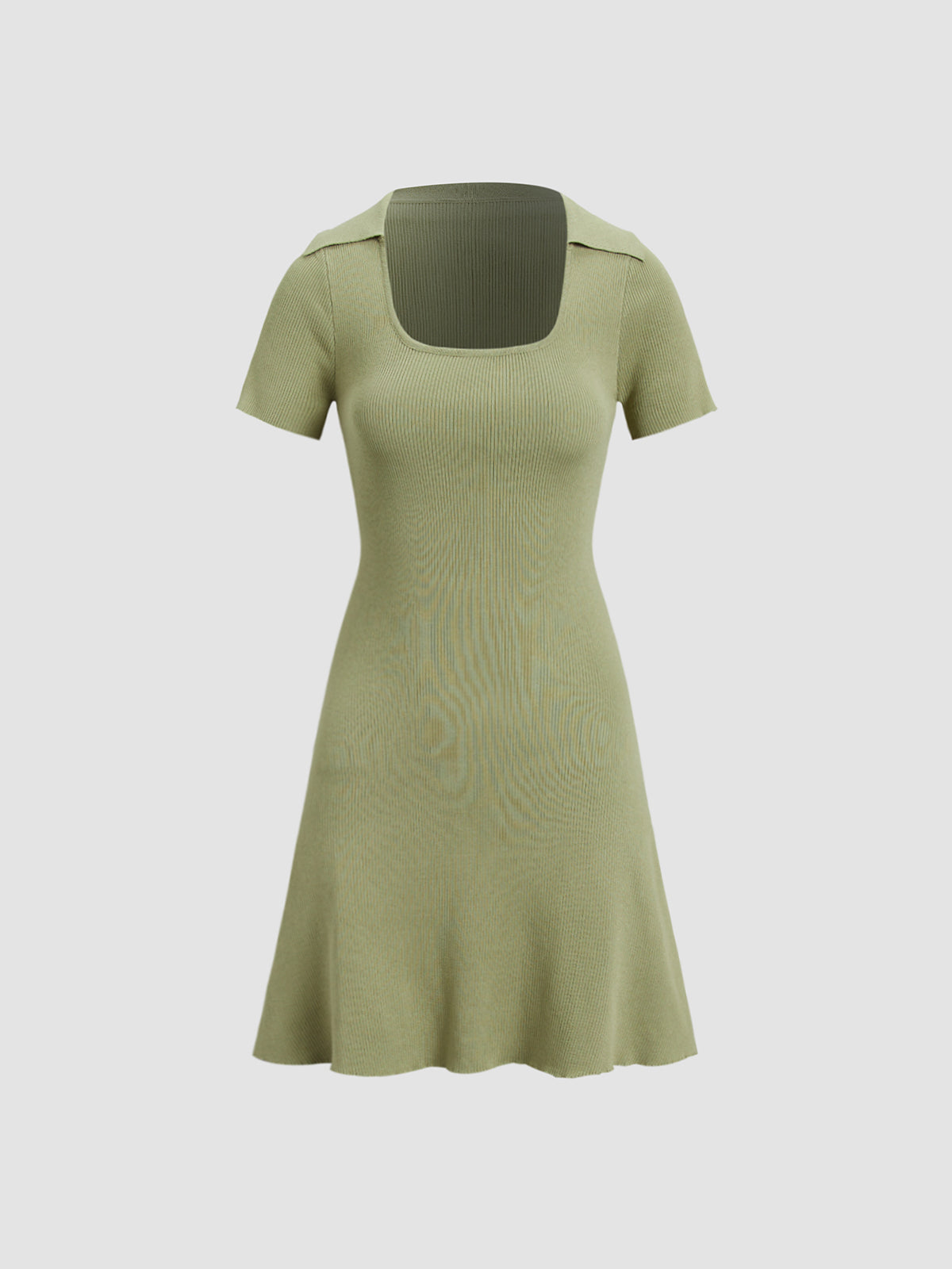 Square Neck Mini Elbise