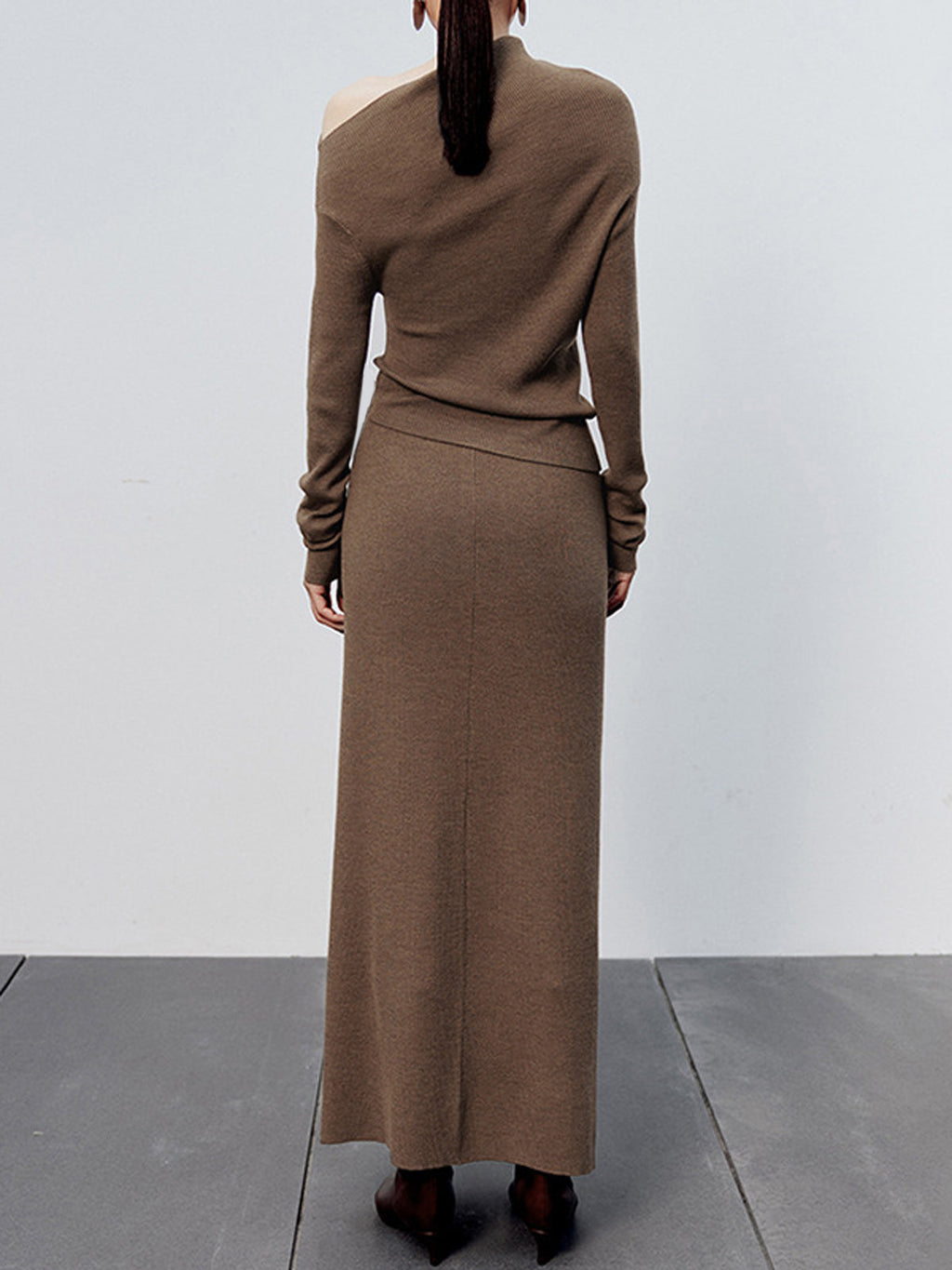 Caramel Slit Maxi Knit Etek