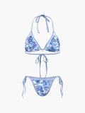 Baskılı Halter Düğümlü Bikini Takımı