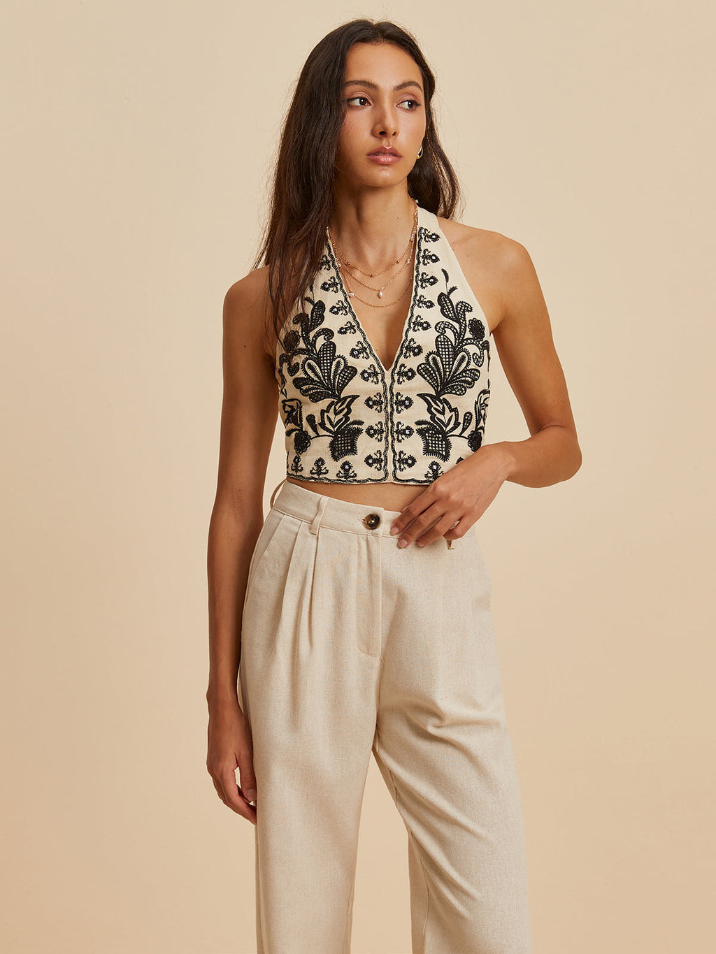 Nakış Detaylı Crop Bluz