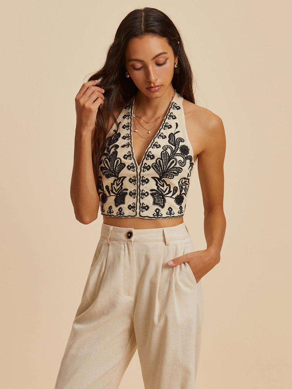 Nakış Detaylı Crop Bluz