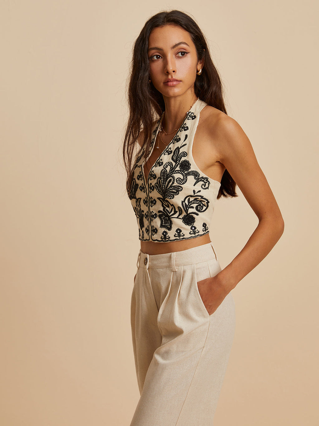 Nakış Detaylı Crop Bluz