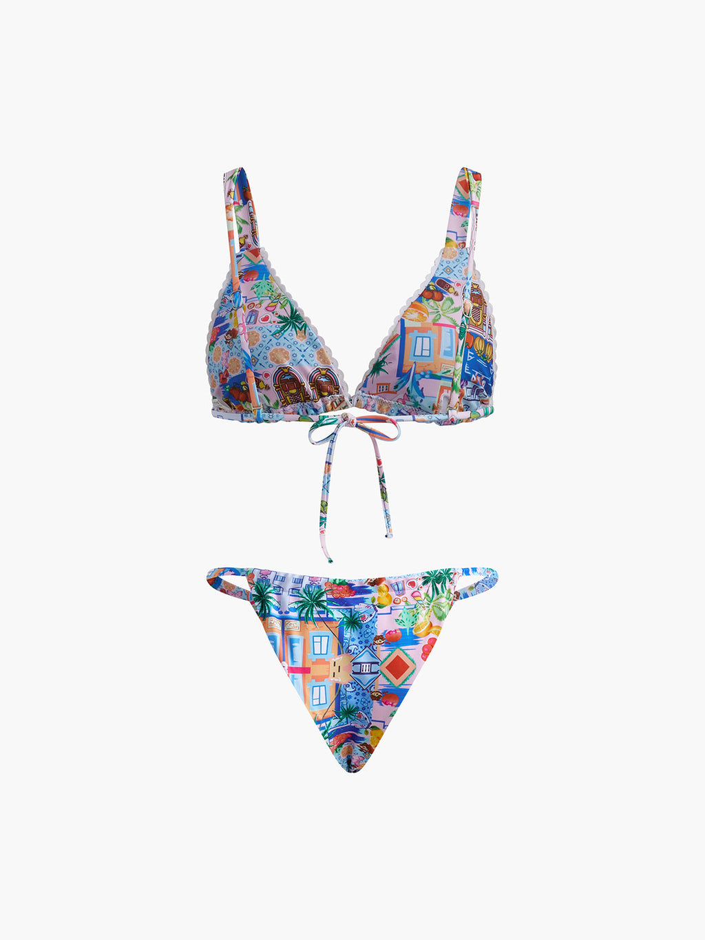 Baskılı İpli Ayarlanabilir Askılı Bikini Takımı
