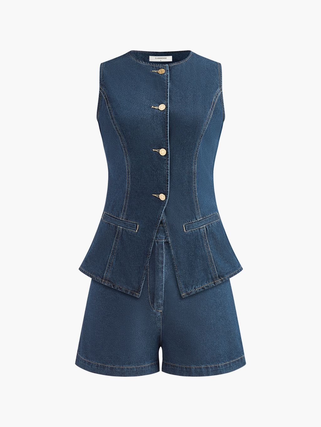 Denim Şort ve Yelek Takım
