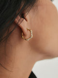 Bamboo Rhinestone Hoop Earrings