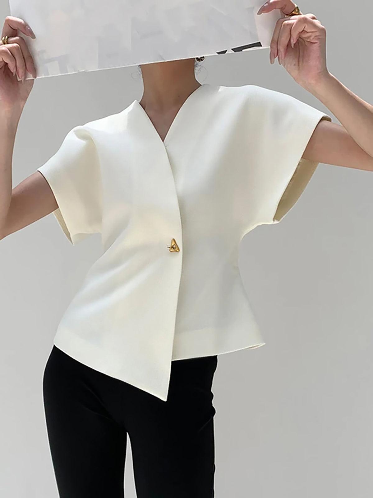 Minimal Altın Detaylı Kolsuz Bluz
