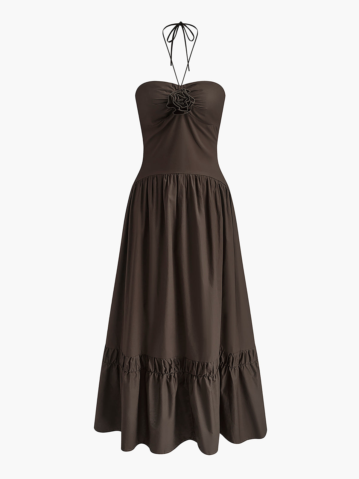 Halter Yaka Pamuklu Maxi Elbise