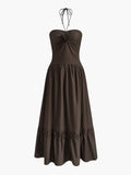 Halter Yaka Pamuklu Maxi Elbise