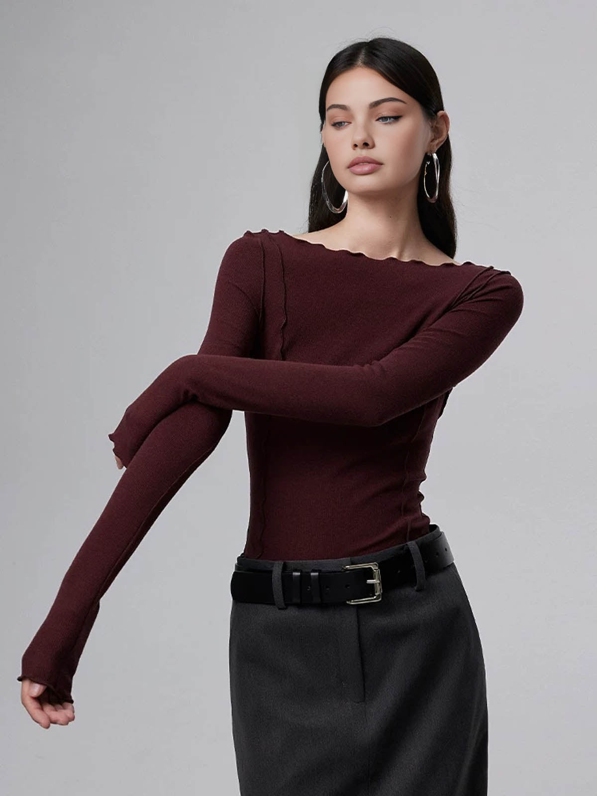 Bordo İnce Bluz
