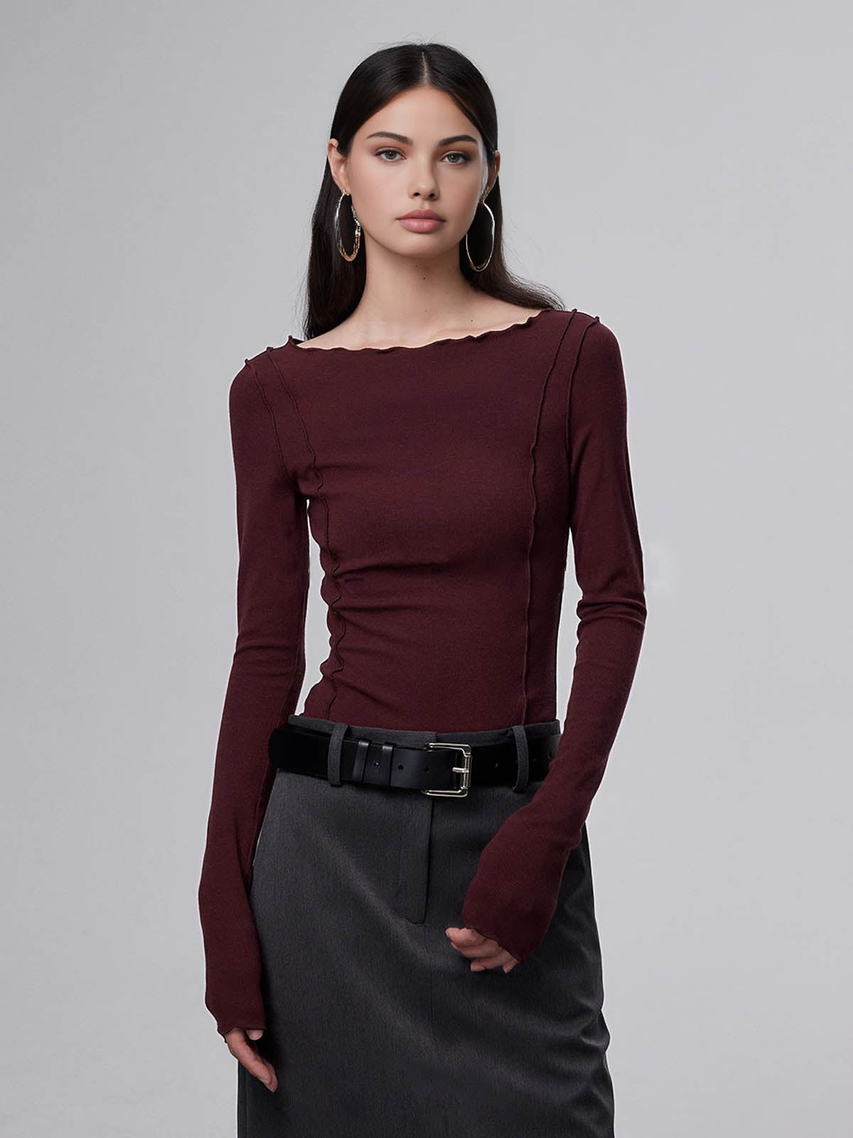 Bordo İnce Bluz