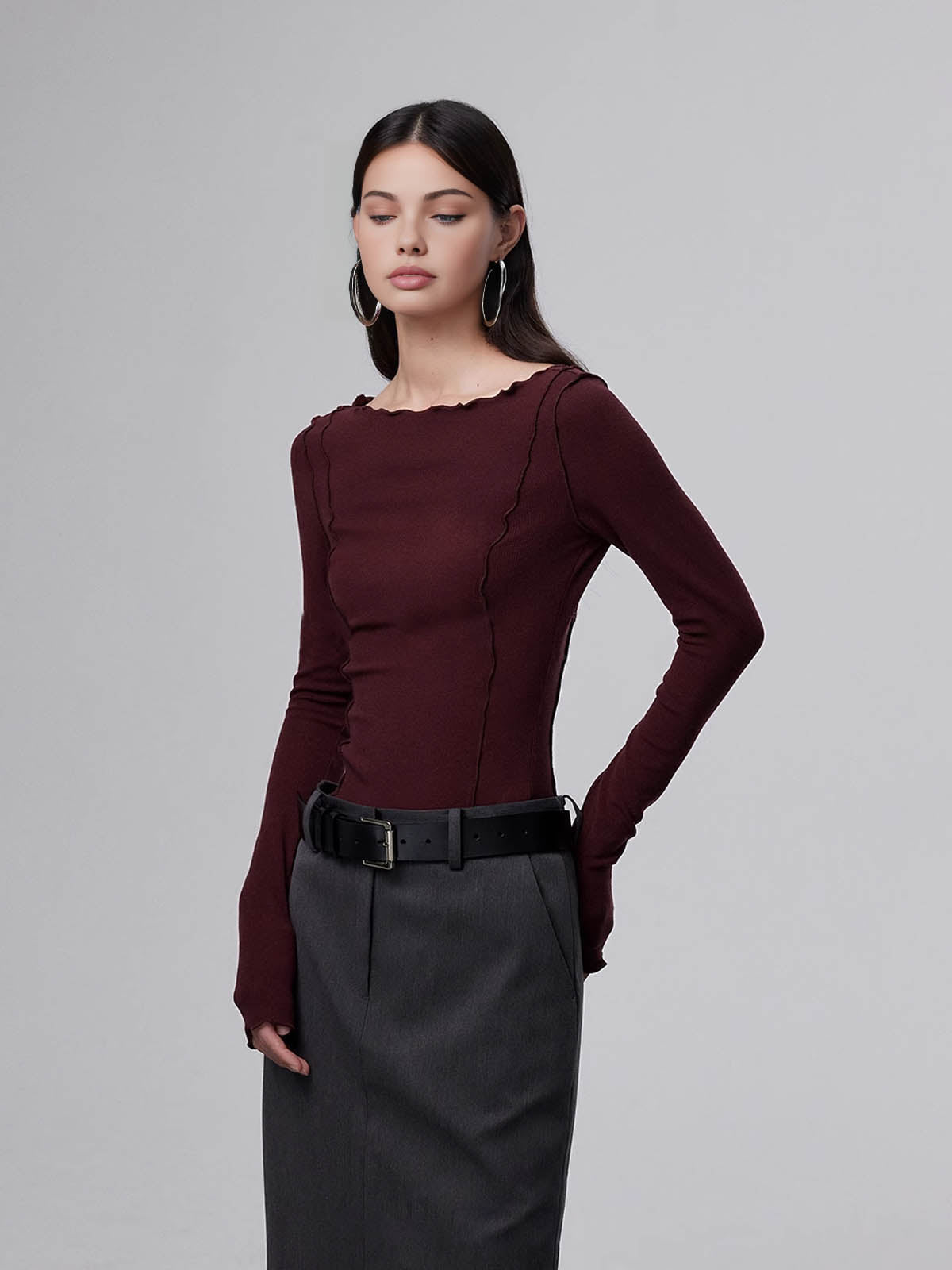 Bordo İnce Bluz