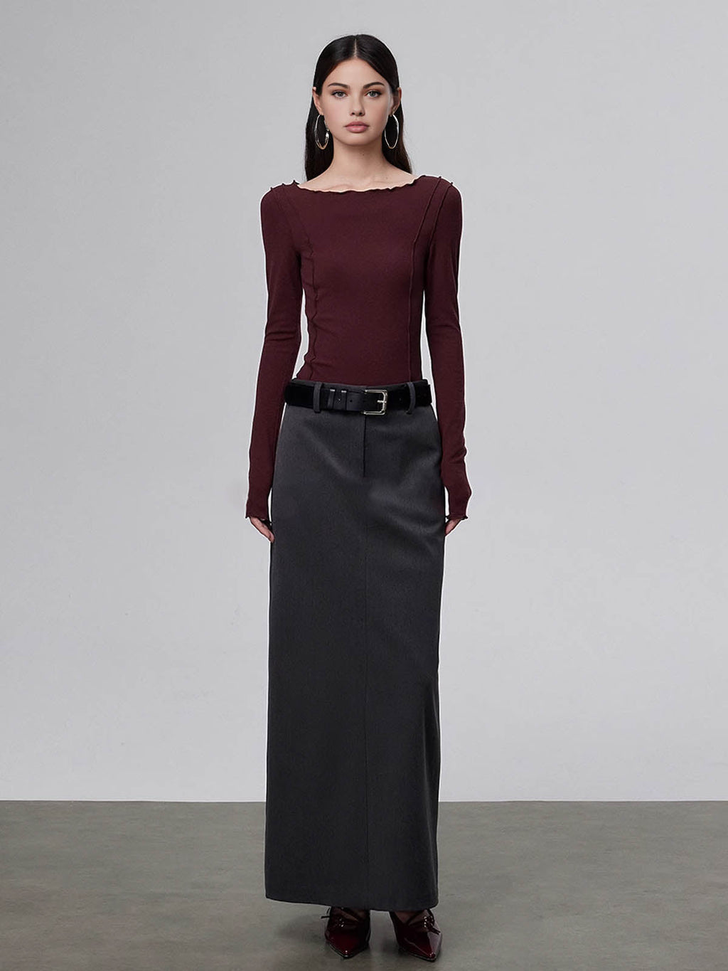 Bordo İnce Bluz