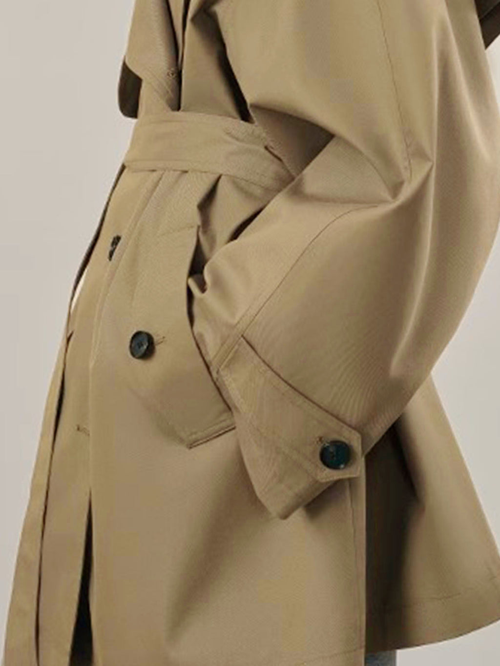 Haki Oversize Kemerli Trençkot