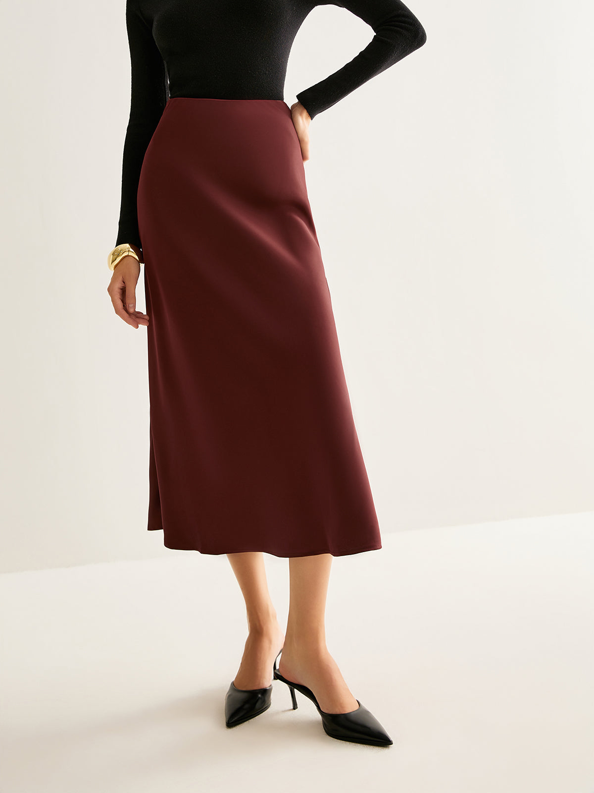 Flowy Saten Midi Etek