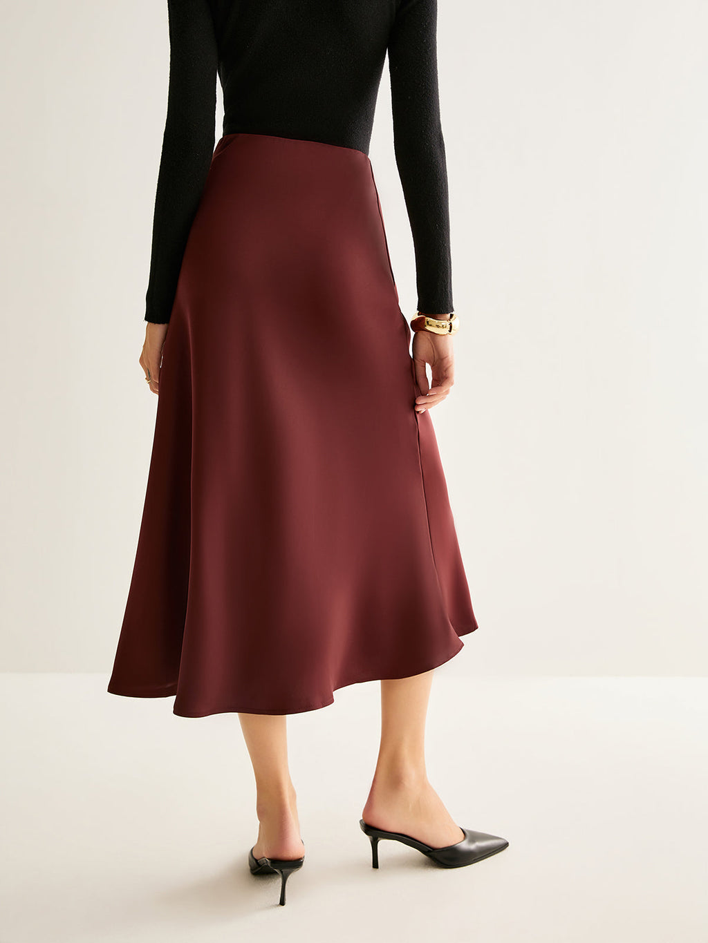 Flowy Saten Midi Etek