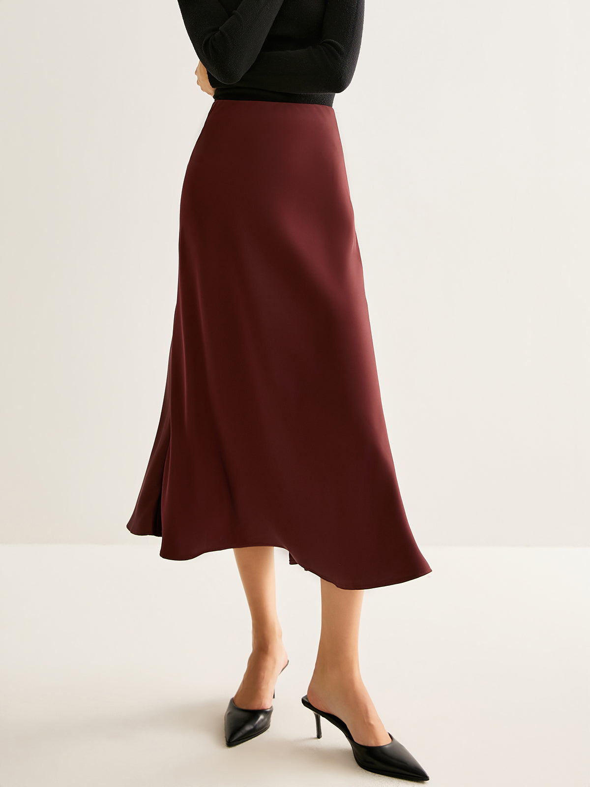 Flowy Saten Midi Etek