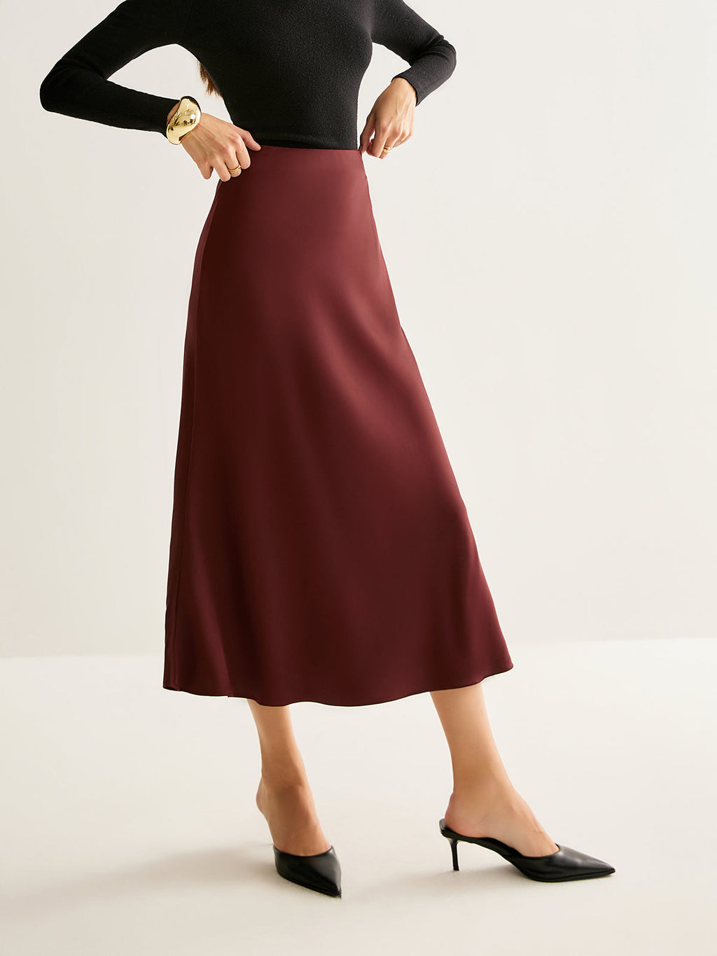 Flowy Saten Midi Etek