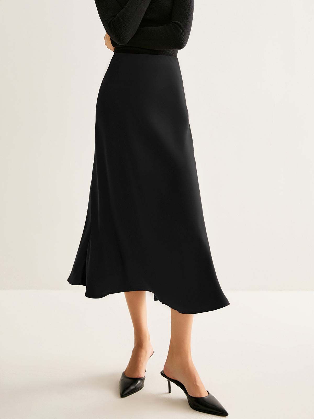 Flowy Saten Midi Etek