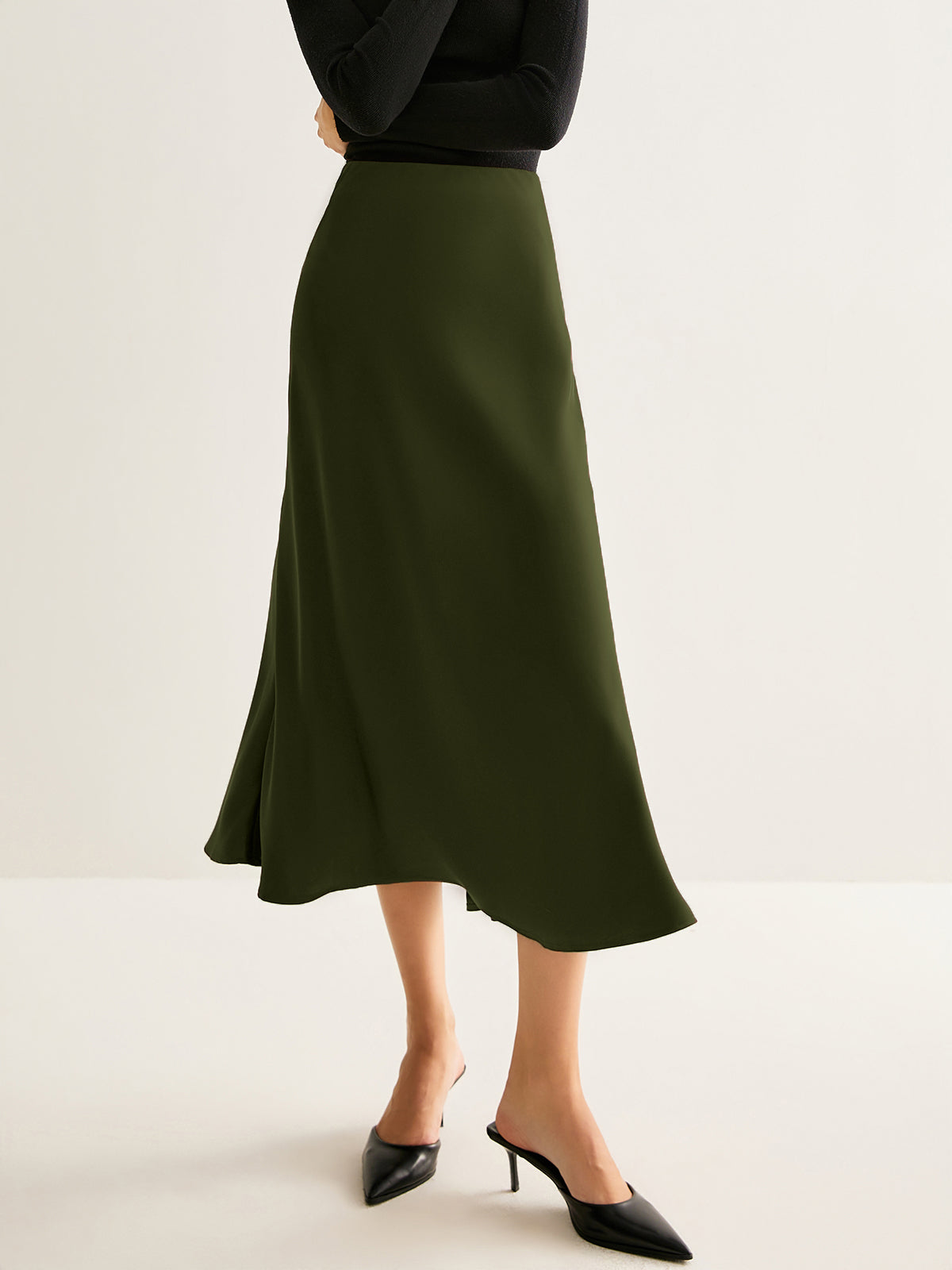 Flowy Saten Midi Etek