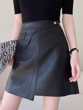 Asymmetrical Mini Suni Deri Etek