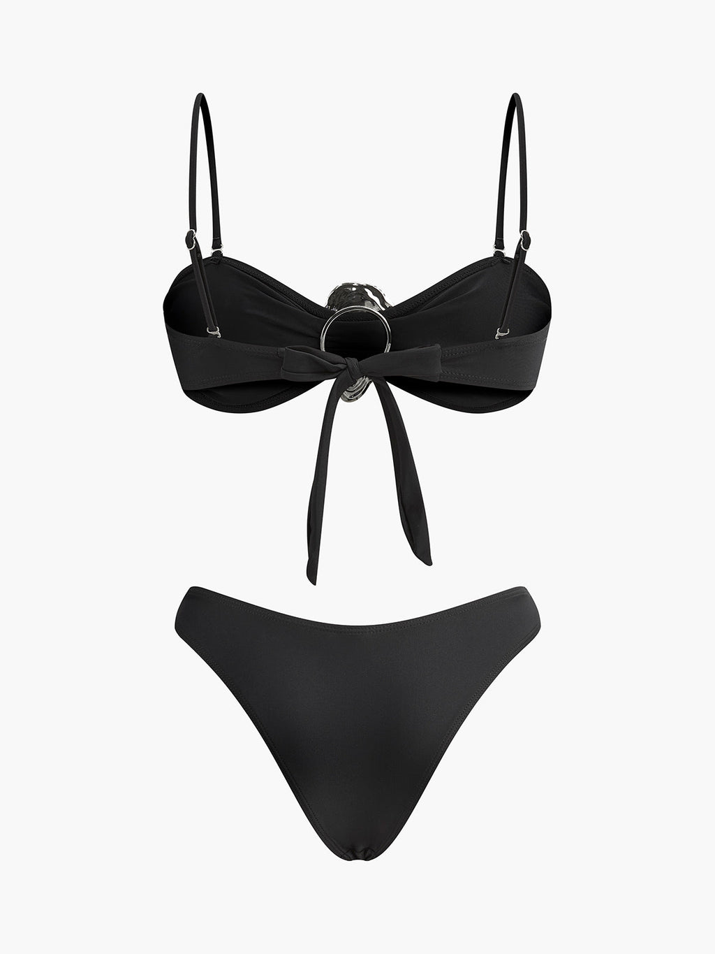 Metal Aksanlı Ön Bağcıklı Bikini Takımı