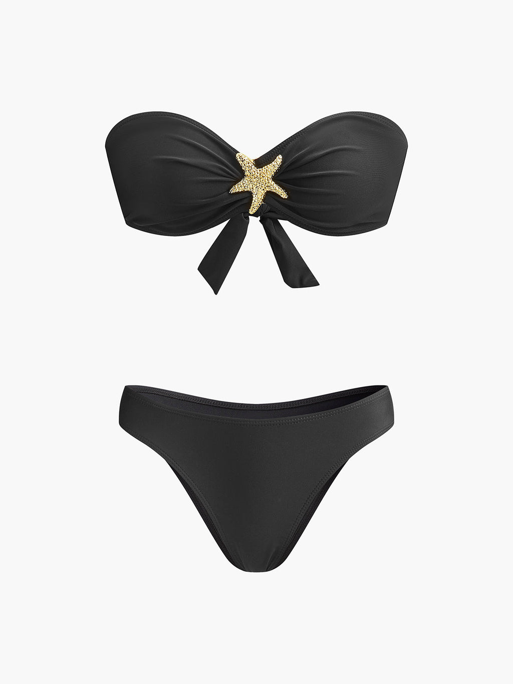 Deniz Yıldızı Detaylı Bandeau Bikini ve File Etek