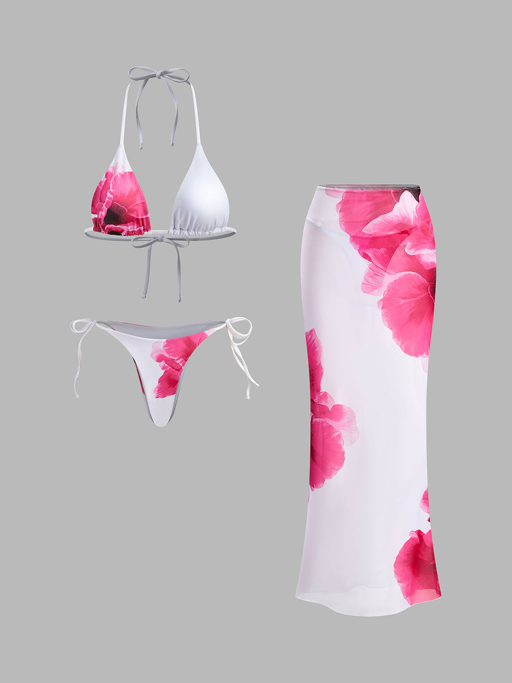 Çiçekli Etekli Bikini Takımı