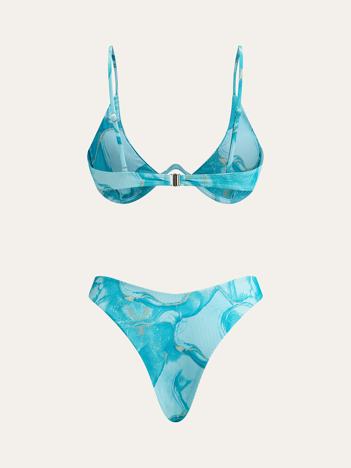 Mermer Desenli Bikini Takımı Etekli