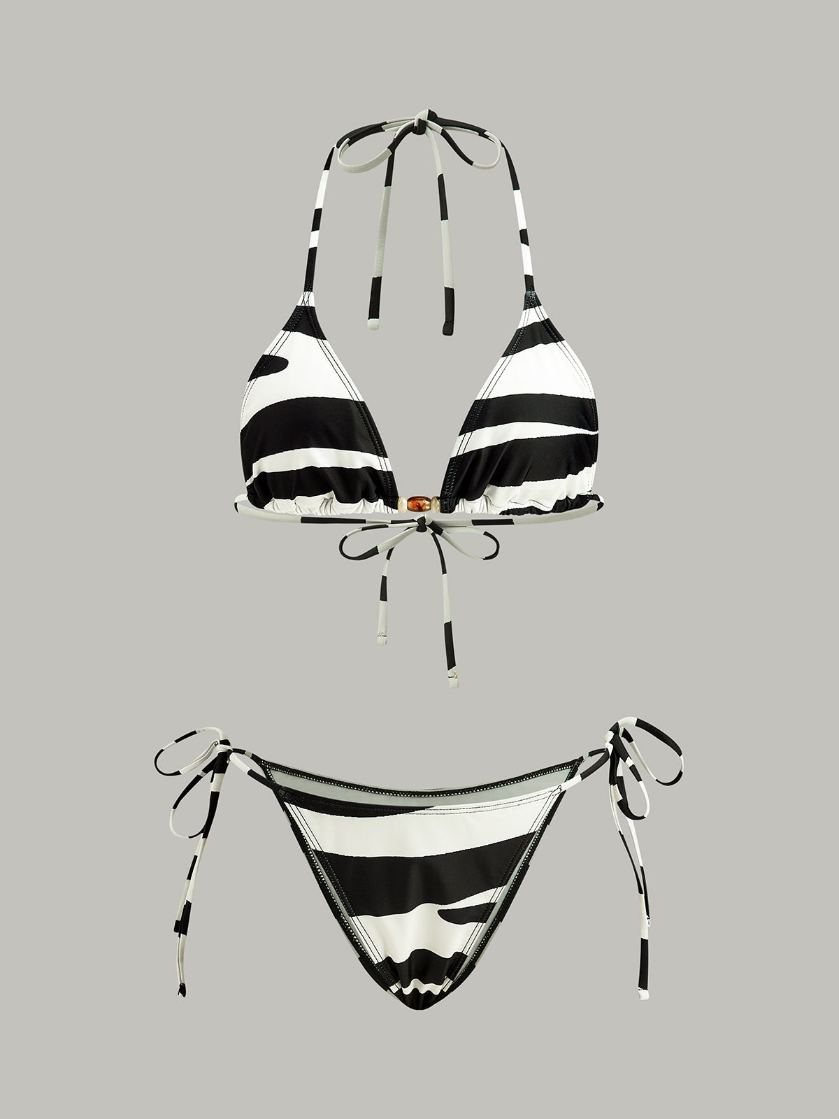Çizgili Üçgen Bikini Takımı